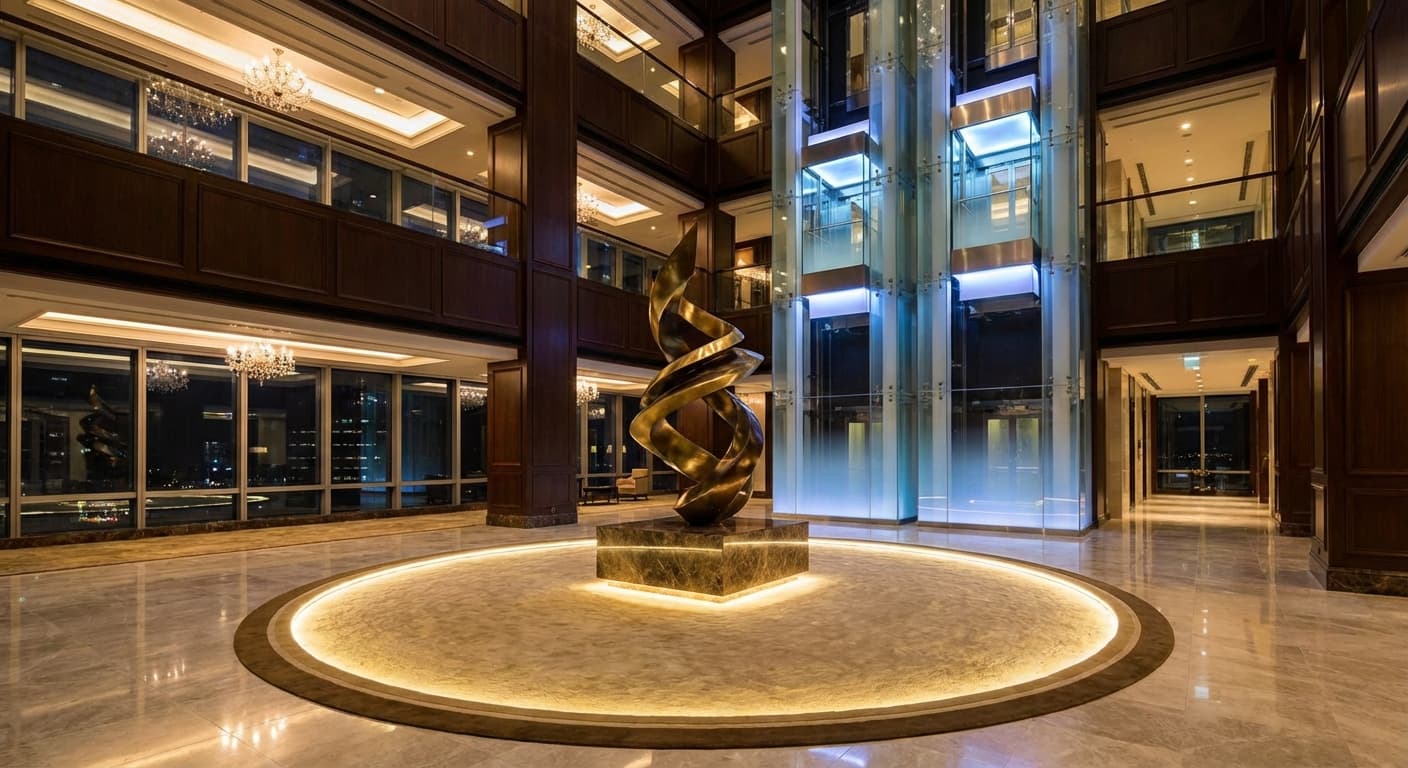 Grand lobby sculpture render